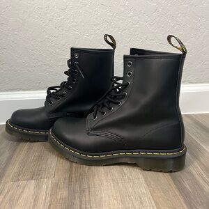 Dr. Martens Black Lace-Up Boots with Yellow Stitching